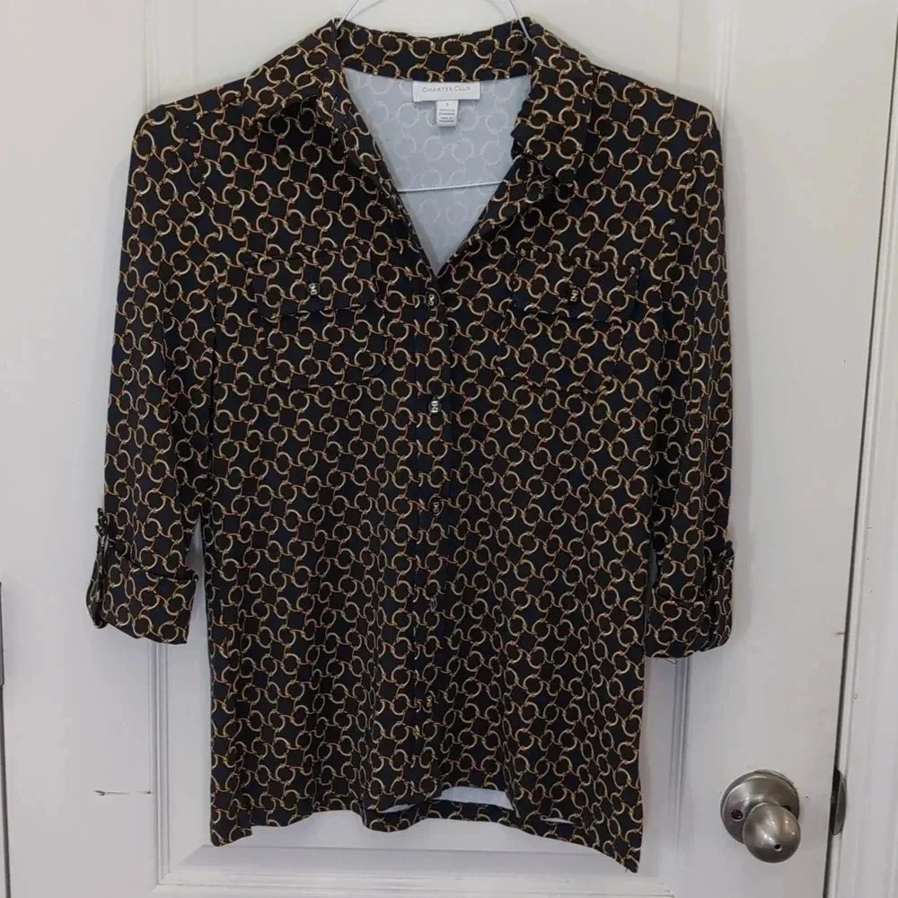 Charter club women's polished knit blouse